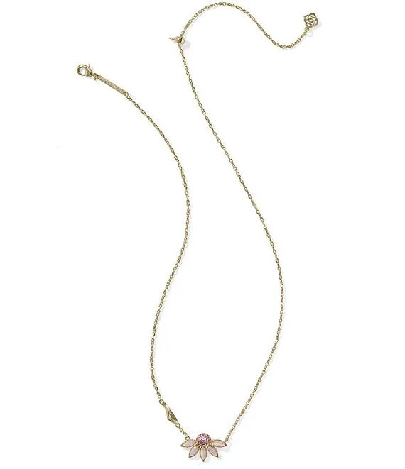 Anya Flower Pendant Gold Light Pink Mix