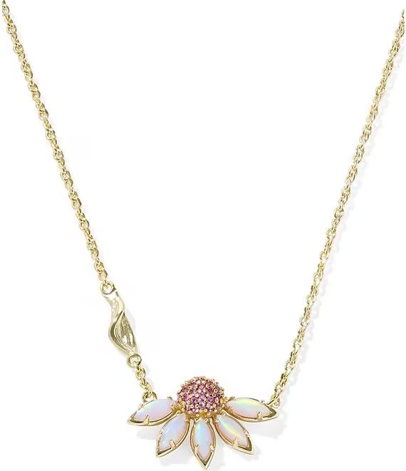 Anya Flower Pendant Gold Light Pink Mix