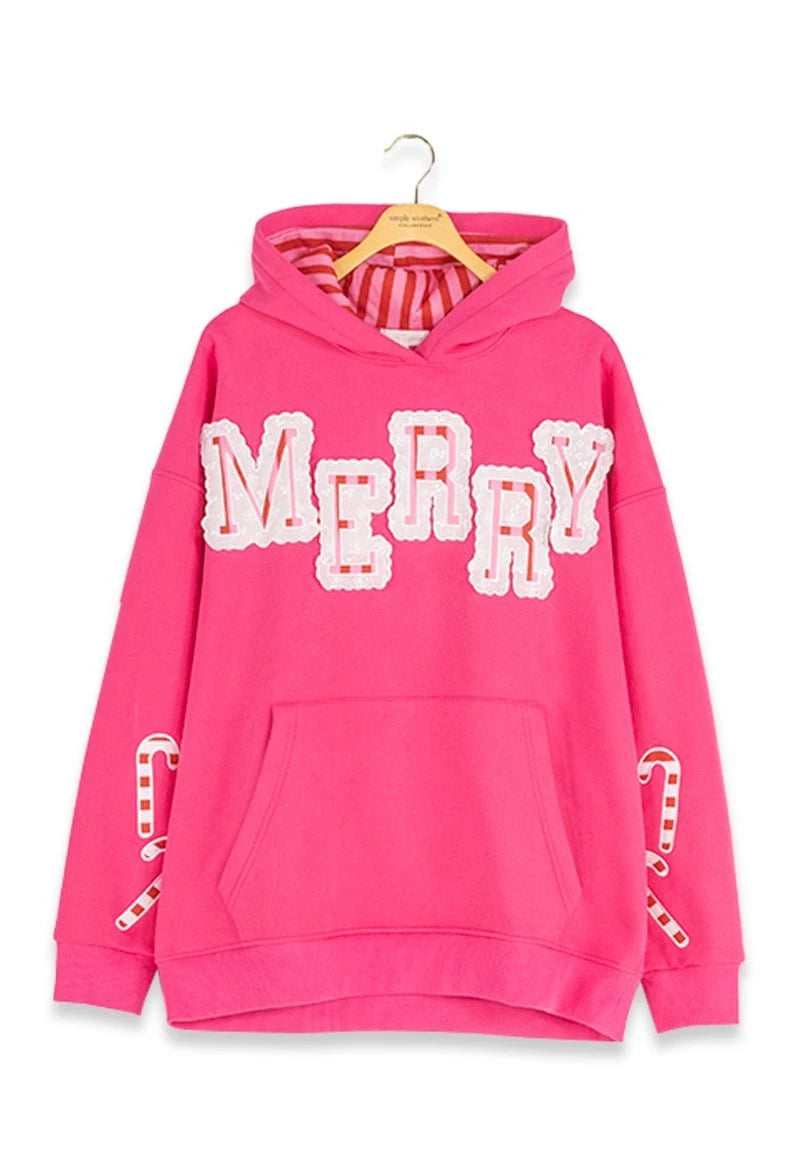 Merry Applique Hooded Sweatshirt