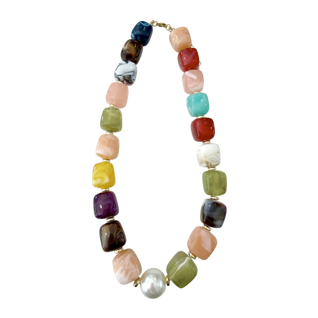 Paula Chunky Pearl Necklace Dark Multi