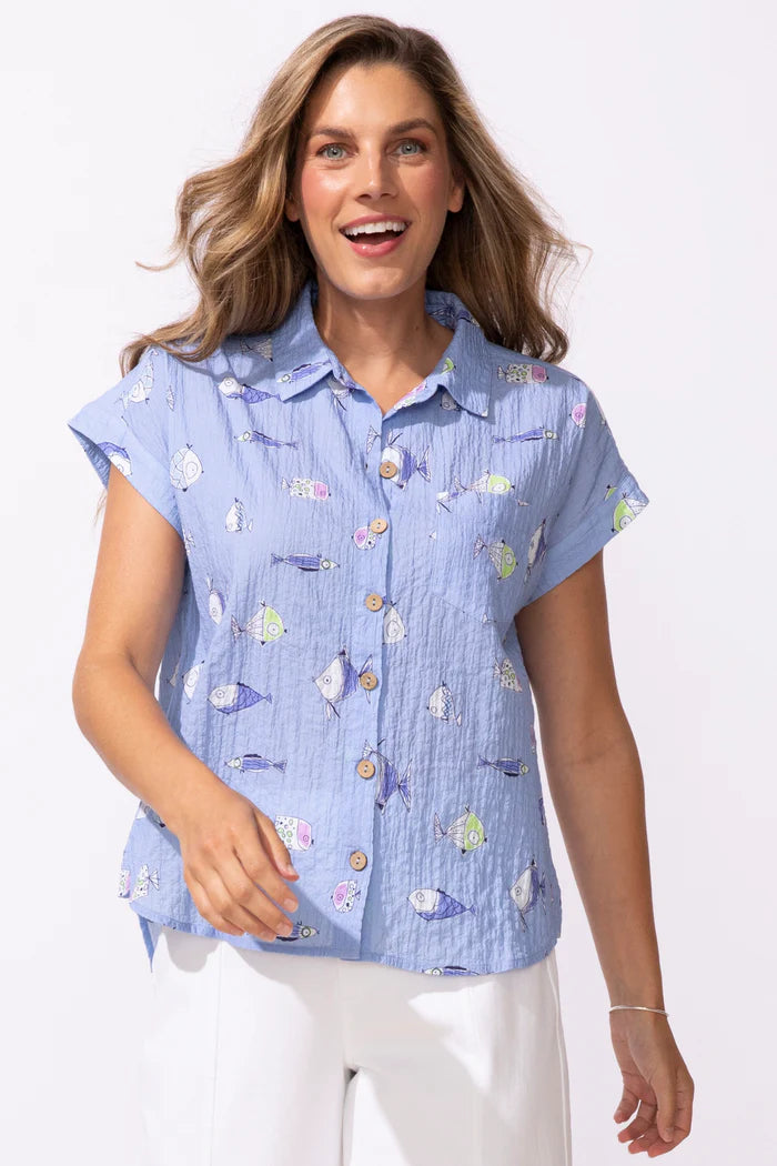 Mirage Cotton Fish Short Sleeve Buttondown