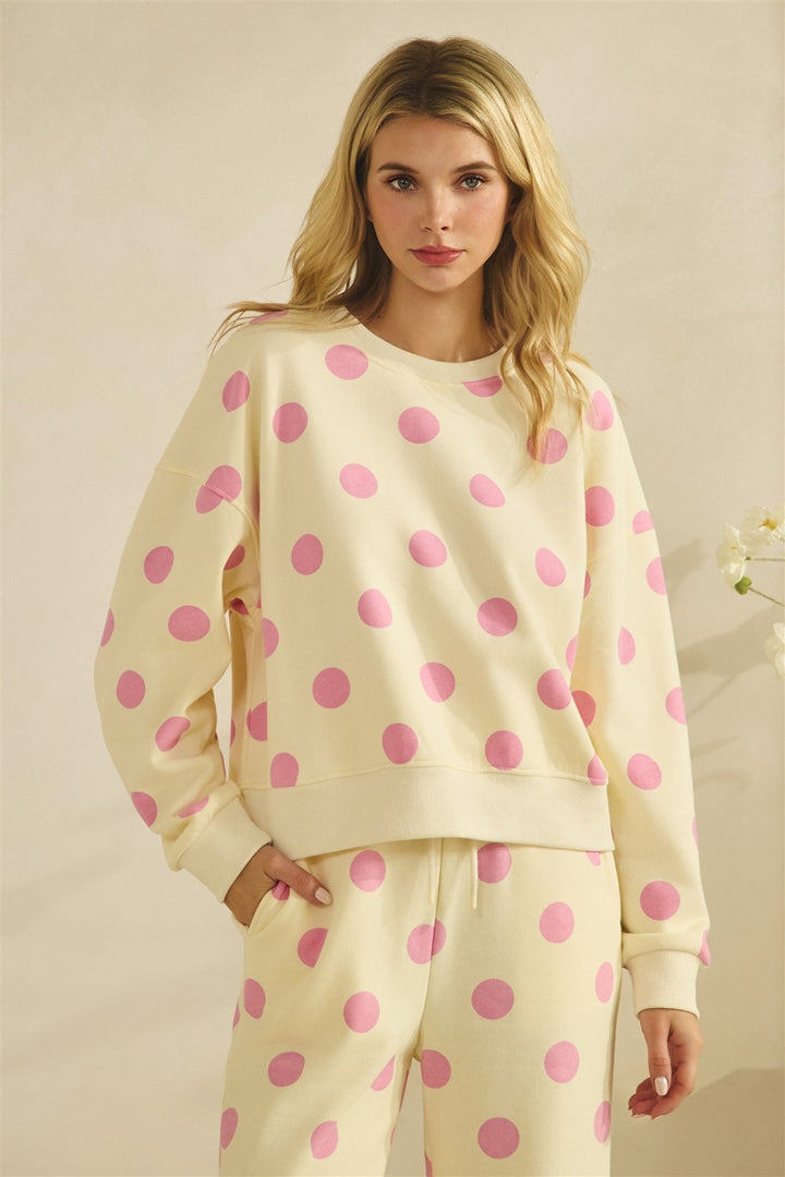 Pink Polka Dot Sweatshirt
