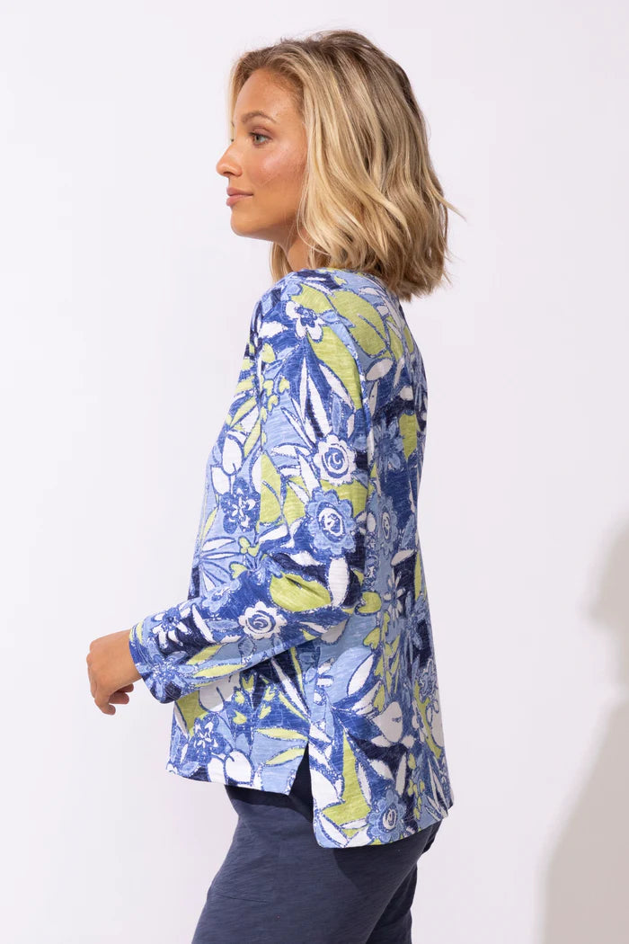 Fiji Floral Hi-Lo Scoop Neck Tee Resort