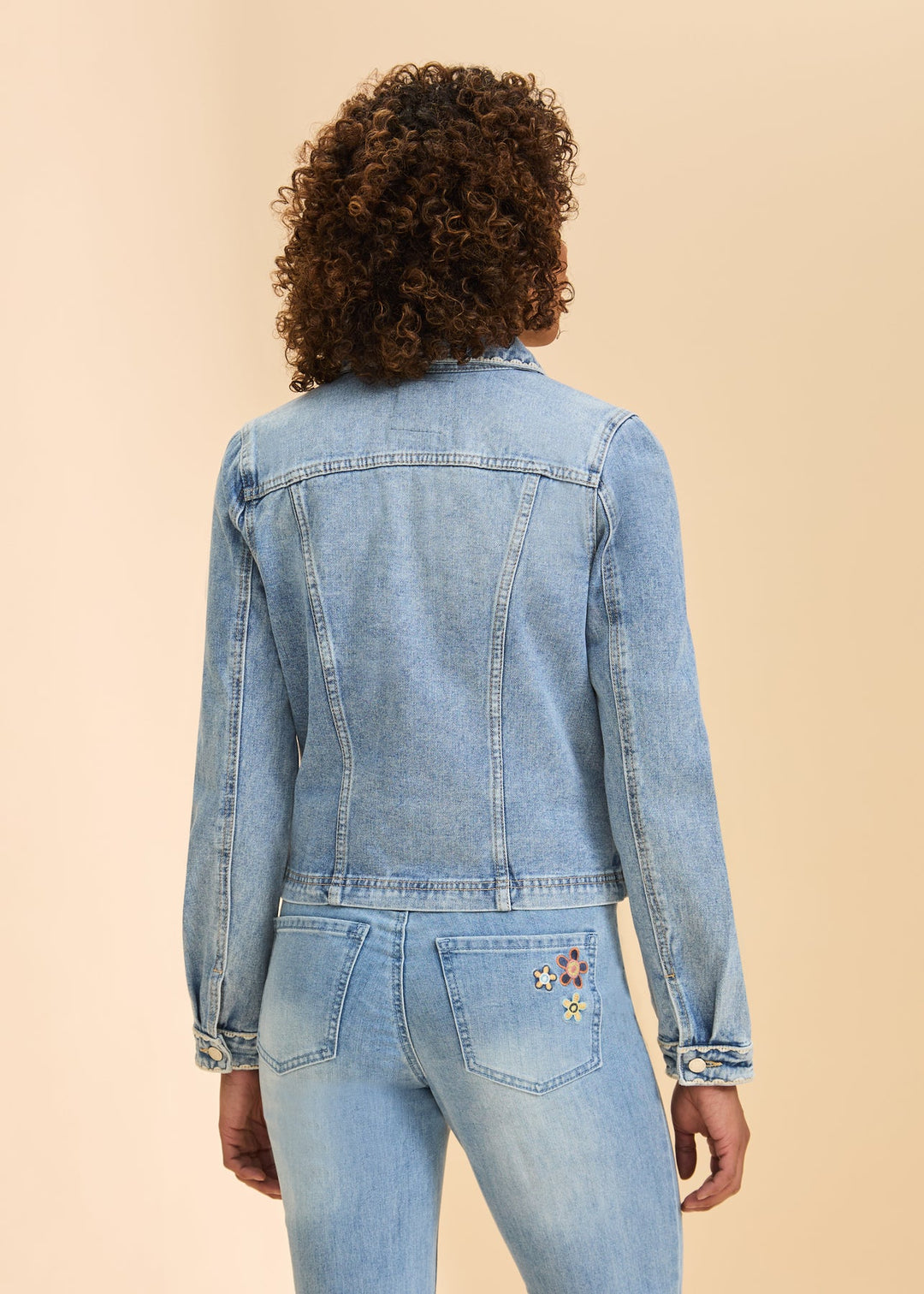 Pale Wash Embroidered Denim Jacket