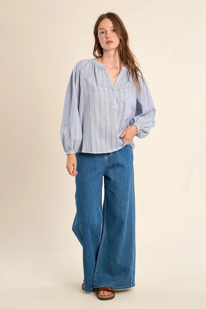 Blue Stripe Cotton Blouse