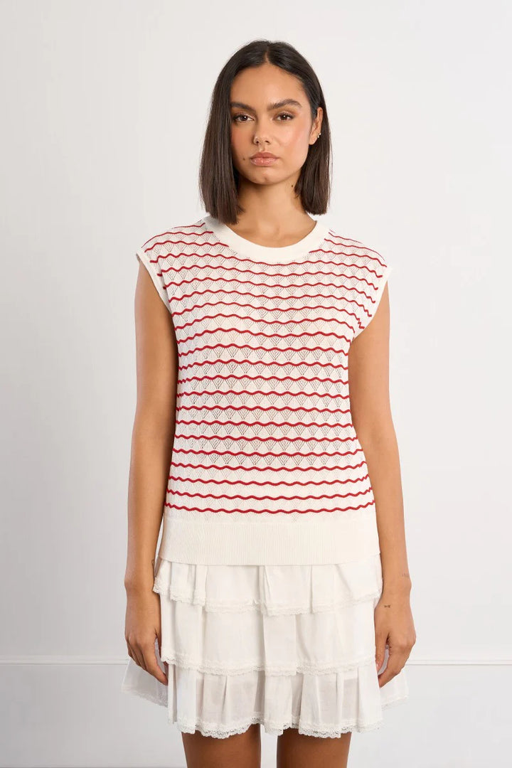 Red Stripe Sleeveless Sweater