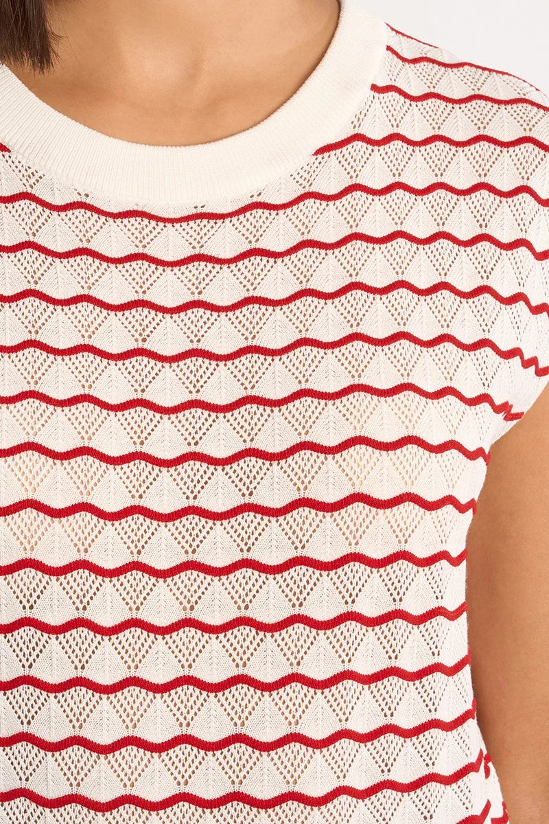 Red Stripe Sleeveless Sweater