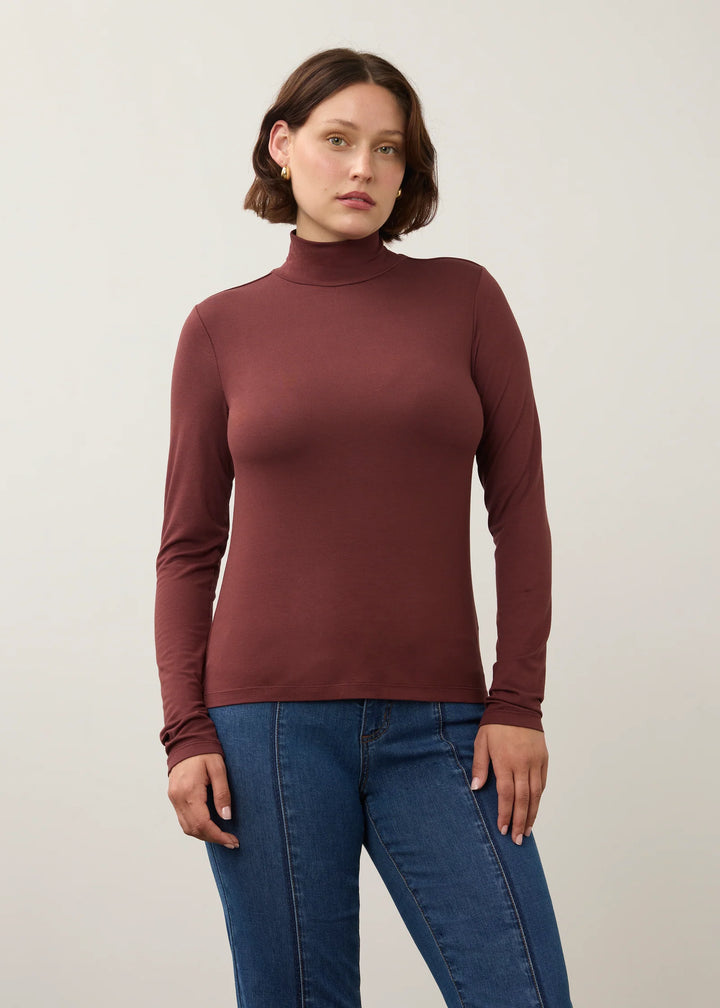 Fig Mock Neck Long Sleeve Top