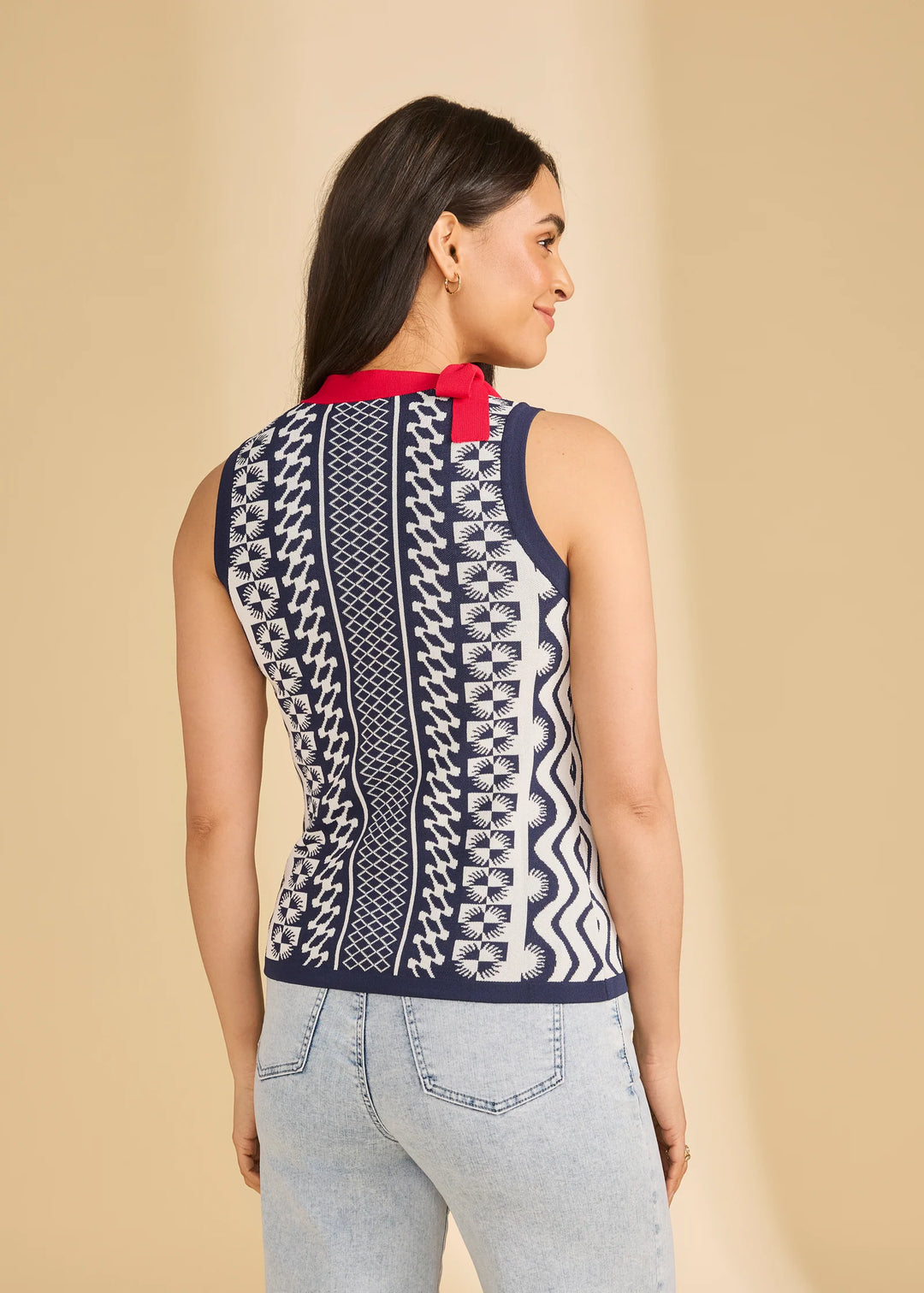 Sleeveless Jacquard Sweater
