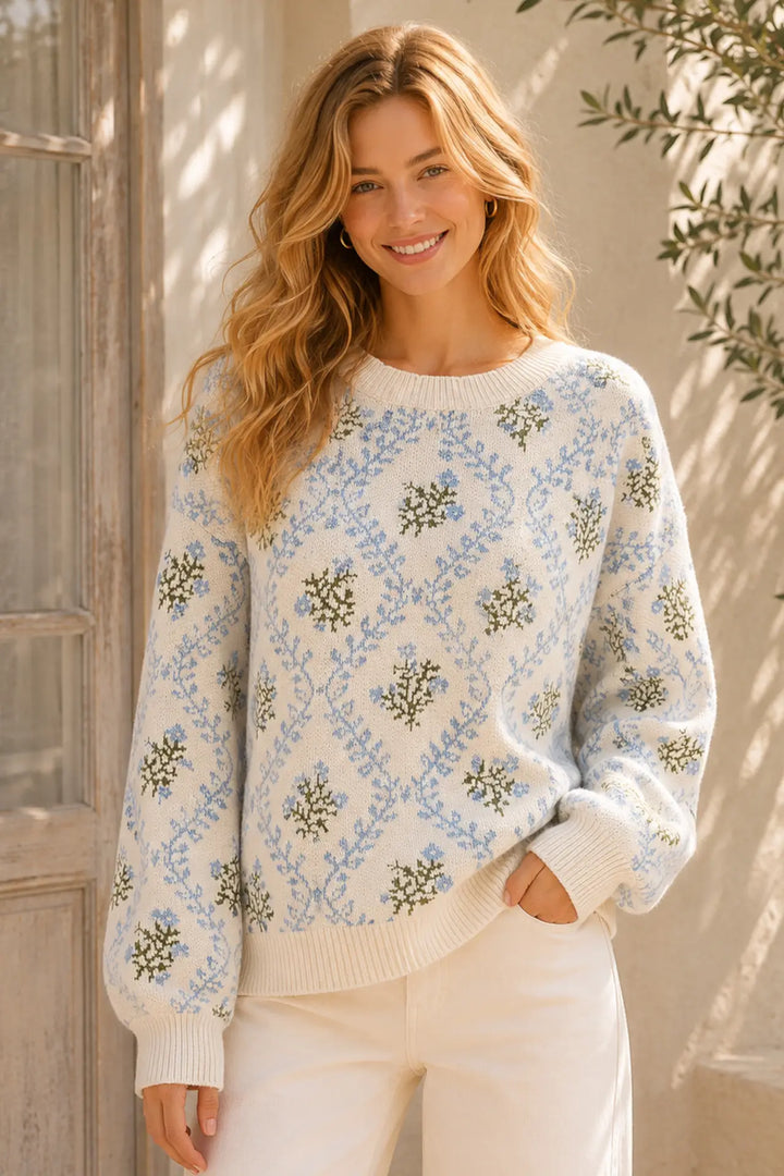 Floral Jacquard Knit Sweater