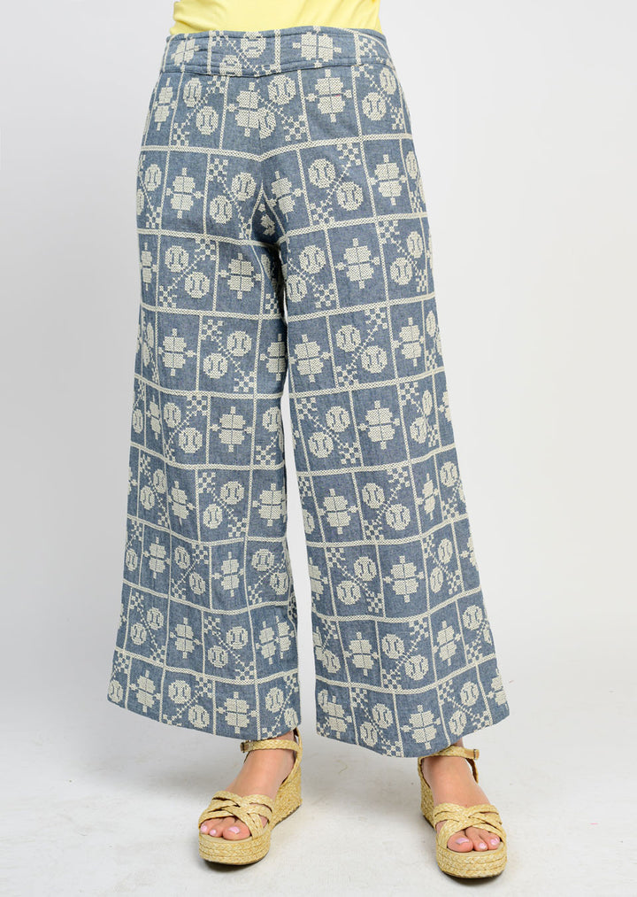 Indigo Embroidered Pant