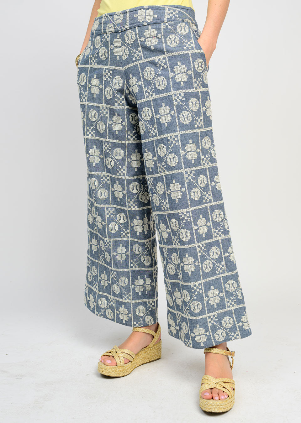 Indigo Embroidered Pant