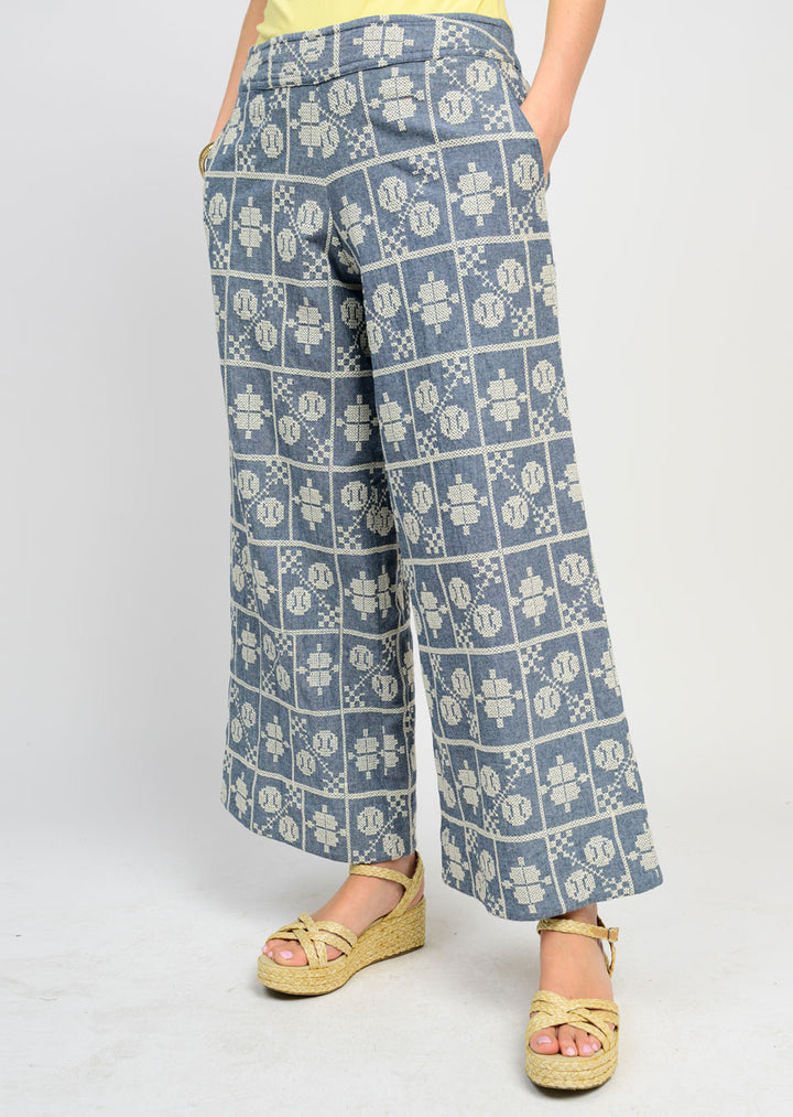 Indigo Embroidered Pant
