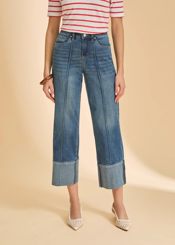 Olivia Wide Cuffed Ankle Med Wash
