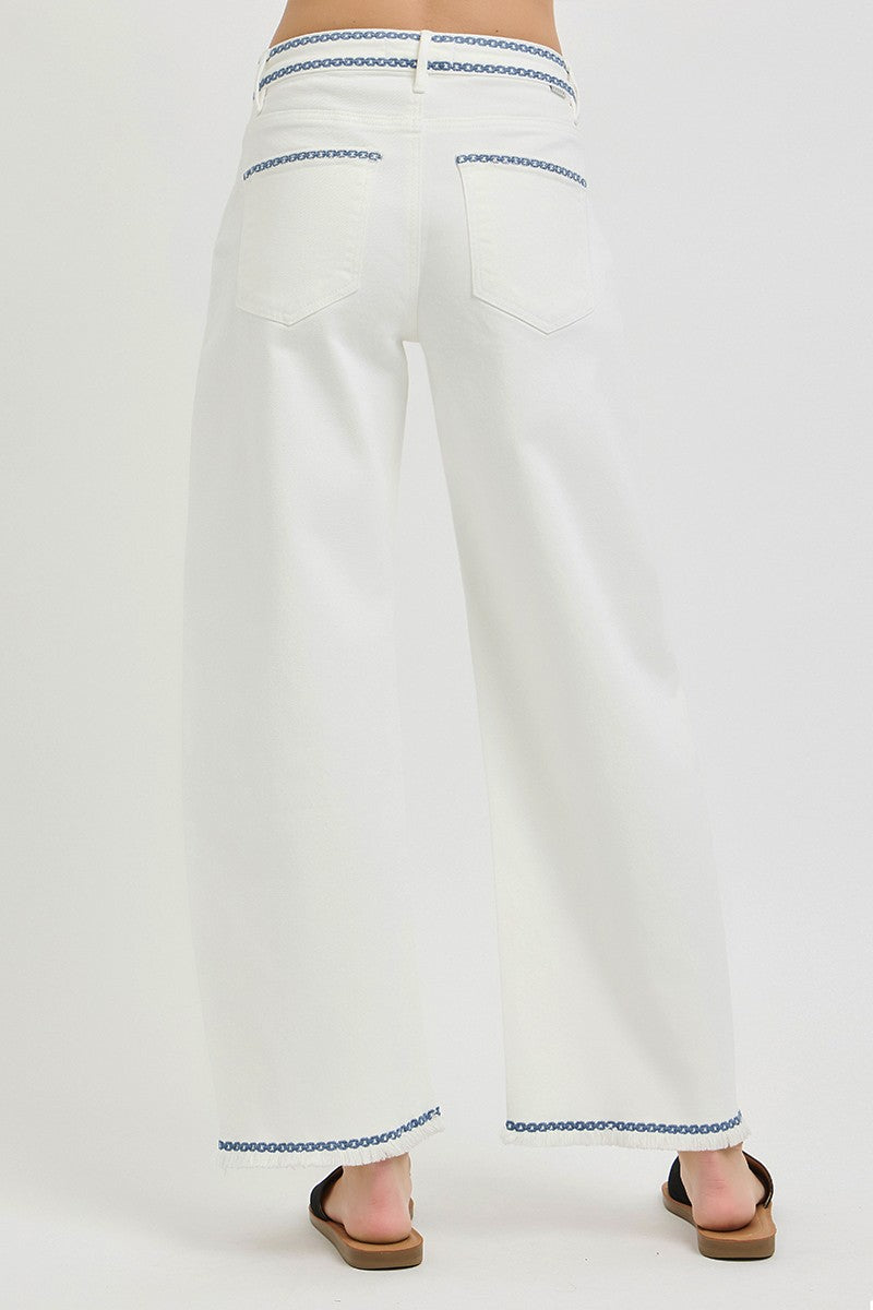 Tummy Control High Rise Crop Barrel Embroidered
