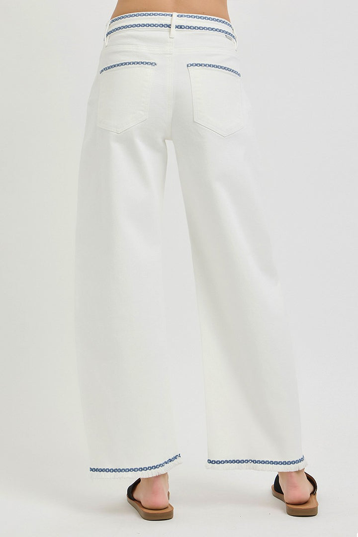 Tummy Control High Rise Crop Barrel Embroidered