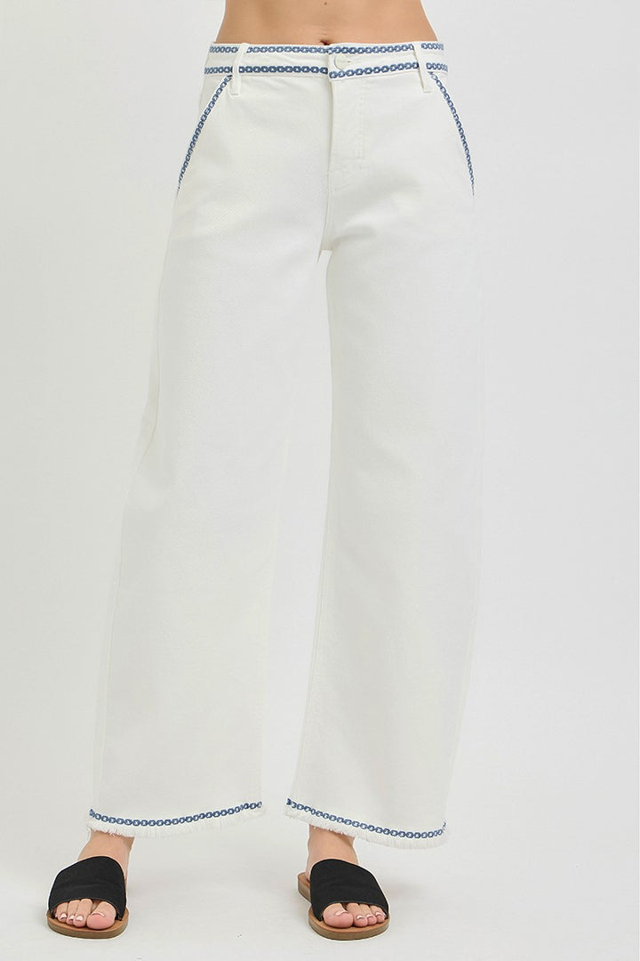 Tummy Control High Rise Crop Barrel Embroidered