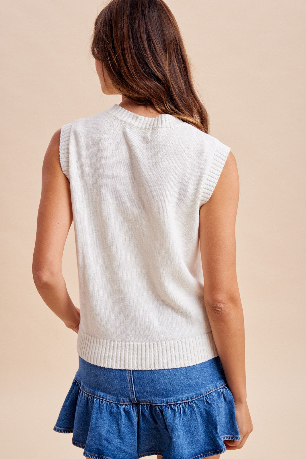 Summer Vibes Embroidery Patch Sweater Vest
