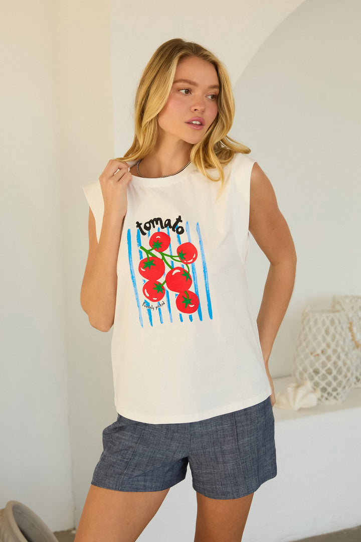 Tomato Graphic Embroidered Tee