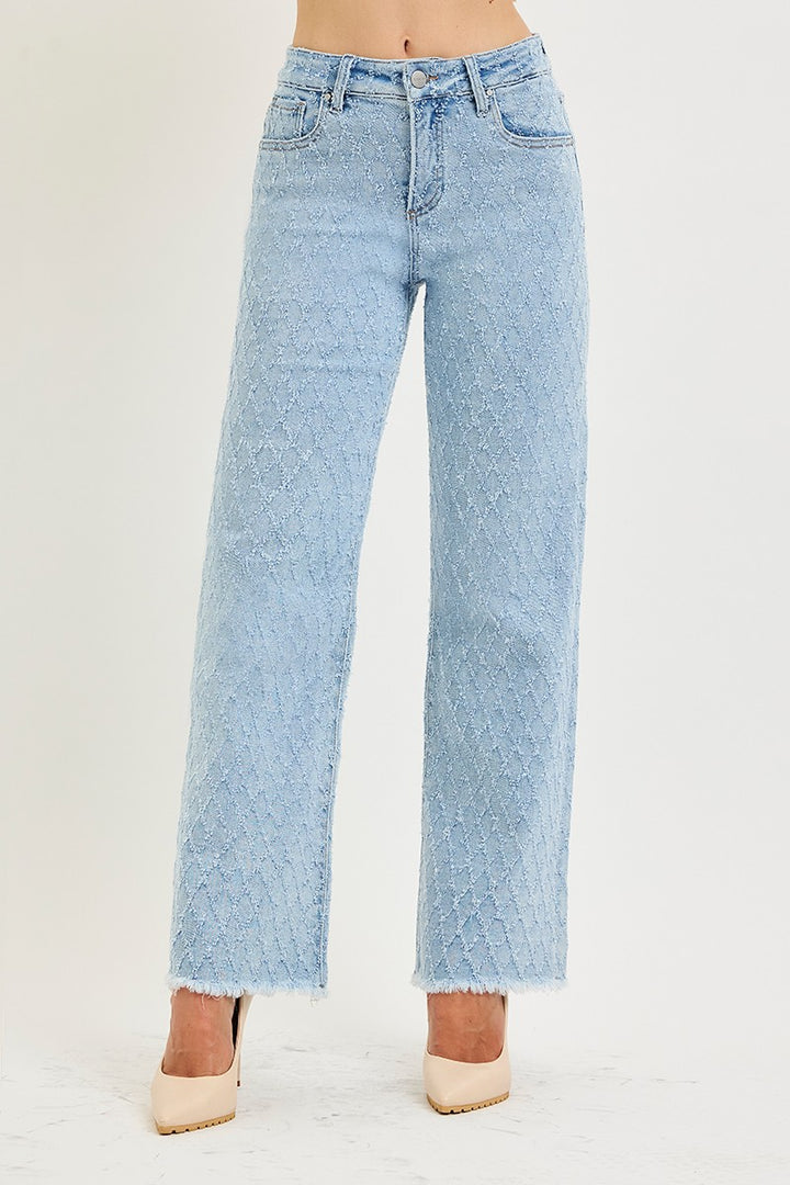 High Rise Ankle Straight Textured Jeans