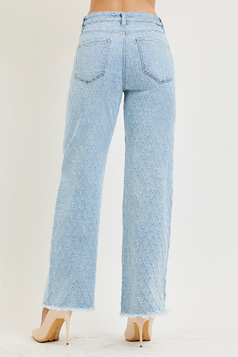 High Rise Ankle Straight Textured Jeans