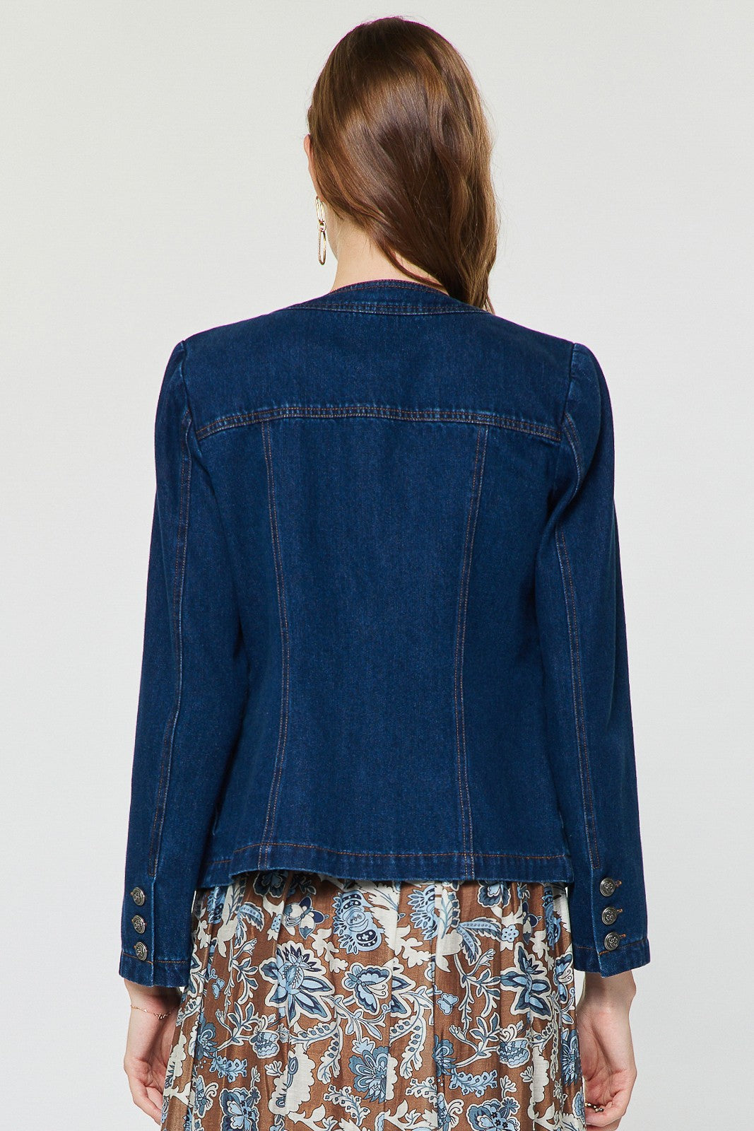 Floral Embroidery Patch Denim Jacket