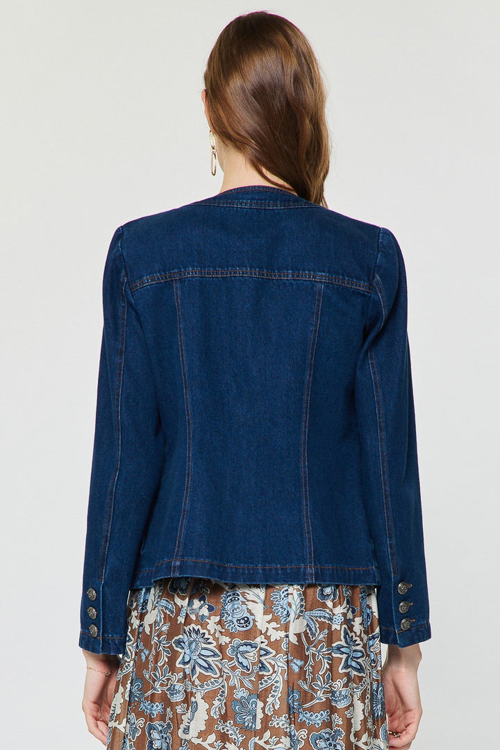 Floral Embroidery Patch Denim Jacket