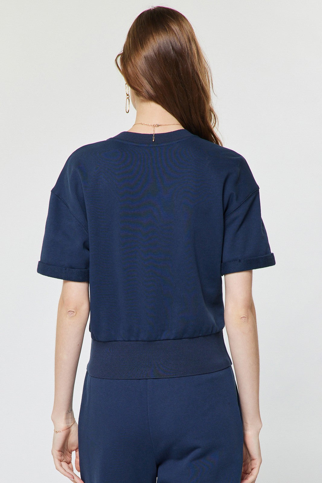 Embroidered Short Sleeve Sweatshirt