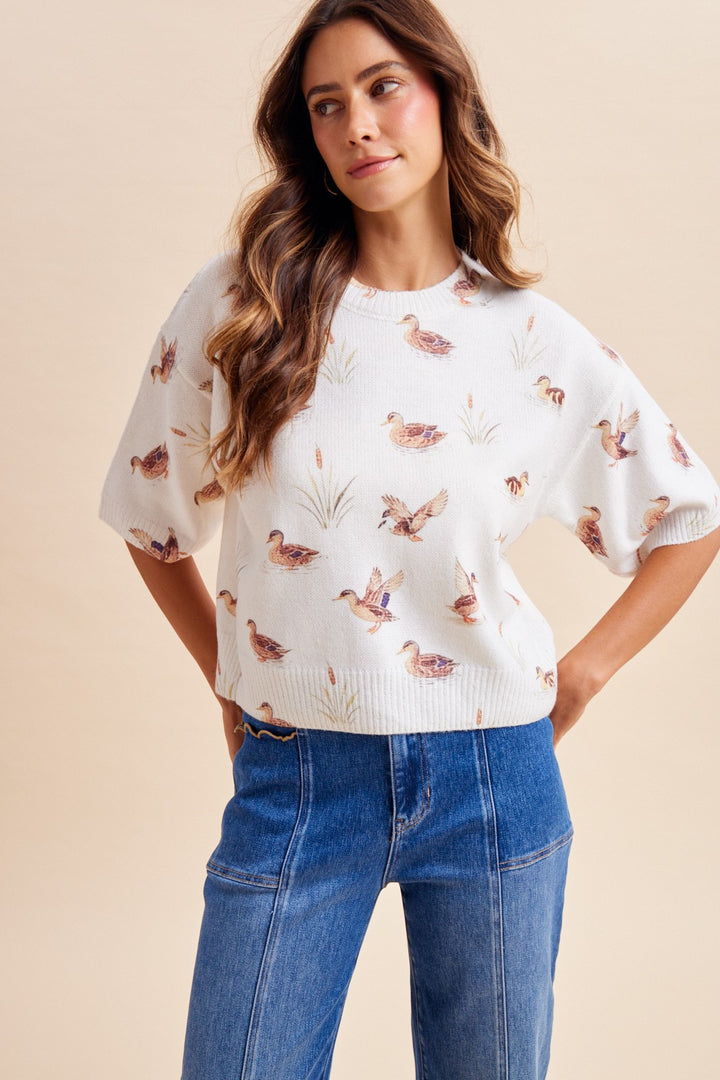 Mallard Print Loose Fit Sweater