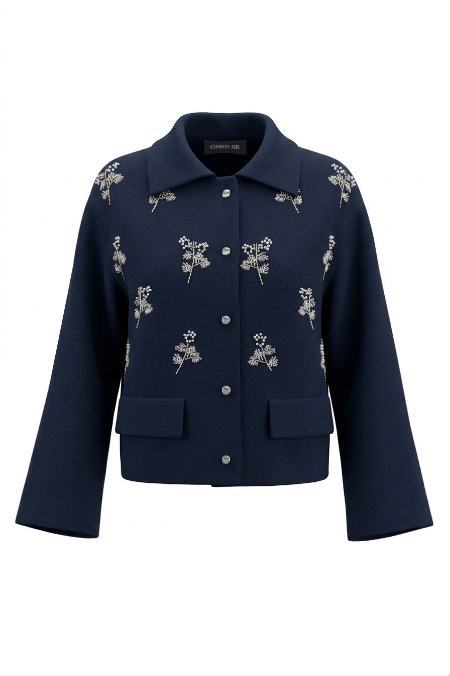 Floral Beaded Sweater Jacket