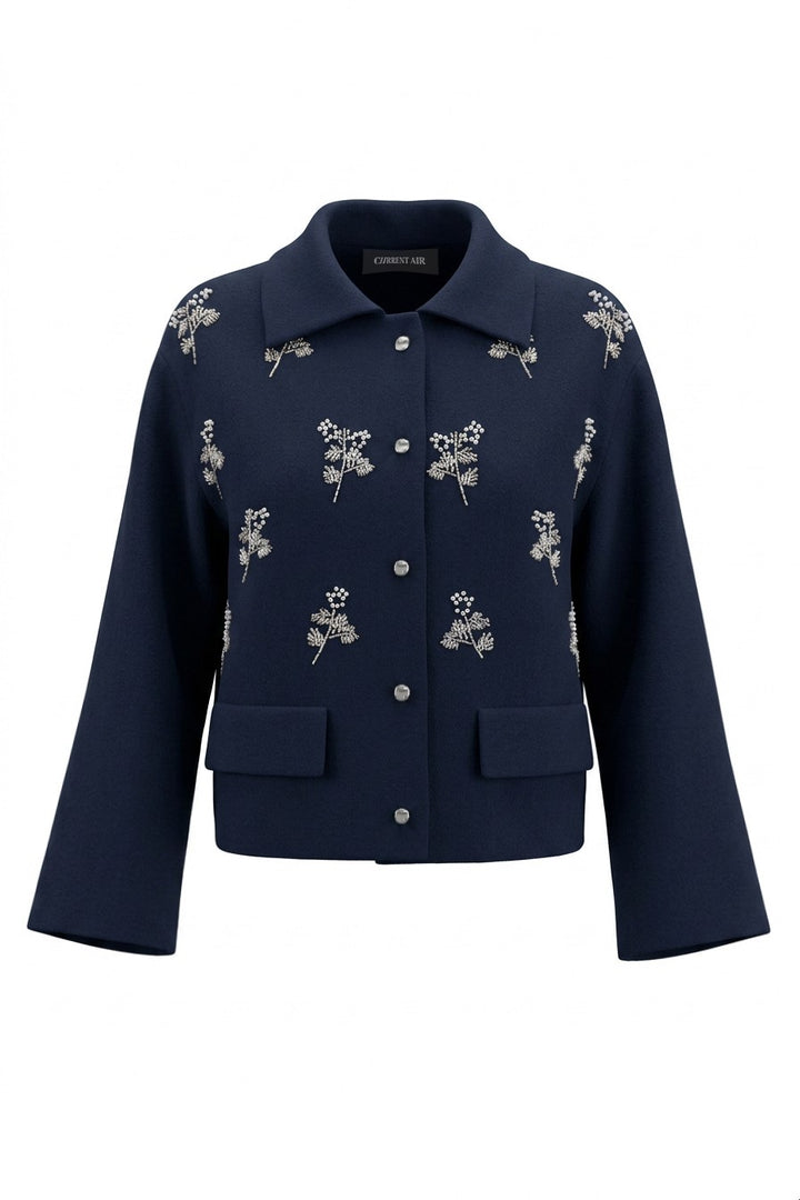Floral Beaded Sweater Jacket