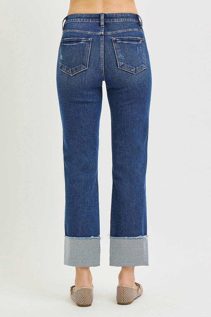 Tummy Control 4-way Stretch Straight Cuffed Jeans