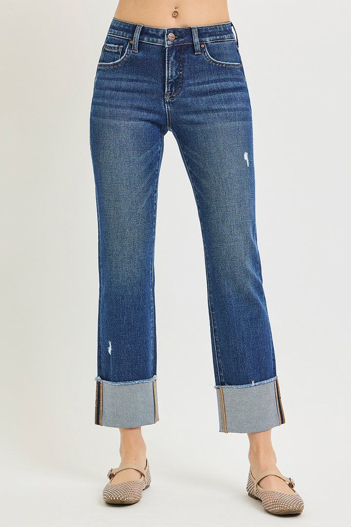 Tummy Control 4-way Stretch Straight Cuffed Jeans