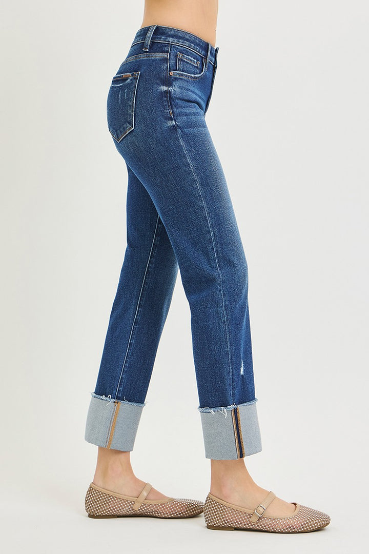 Tummy Control 4-way Stretch Straight Cuffed Jeans