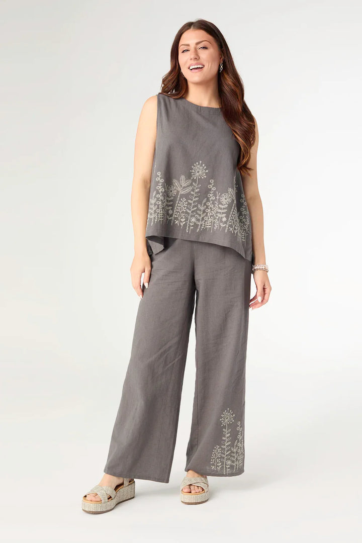 Ava Pant w/Floral Embroidery