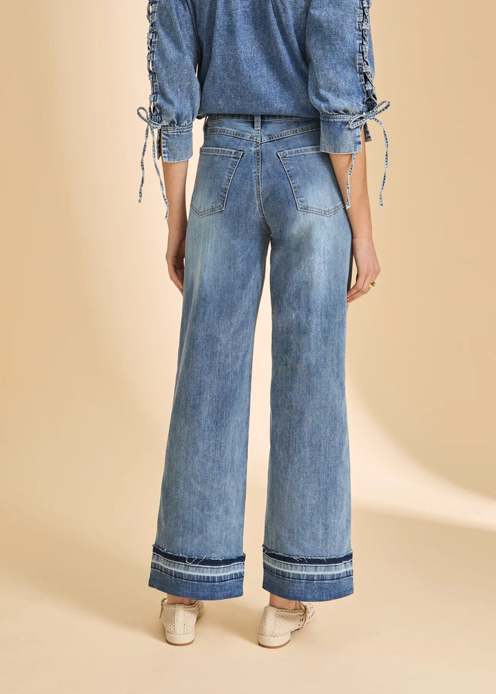Olivia Cuffed Wide Leg - Light Wash