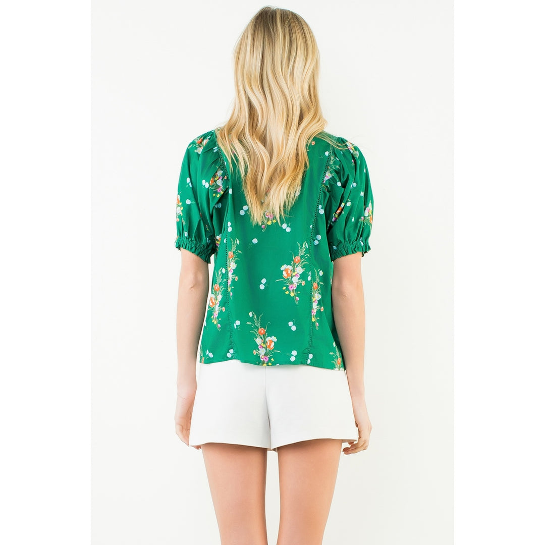 Green Floral Print Top