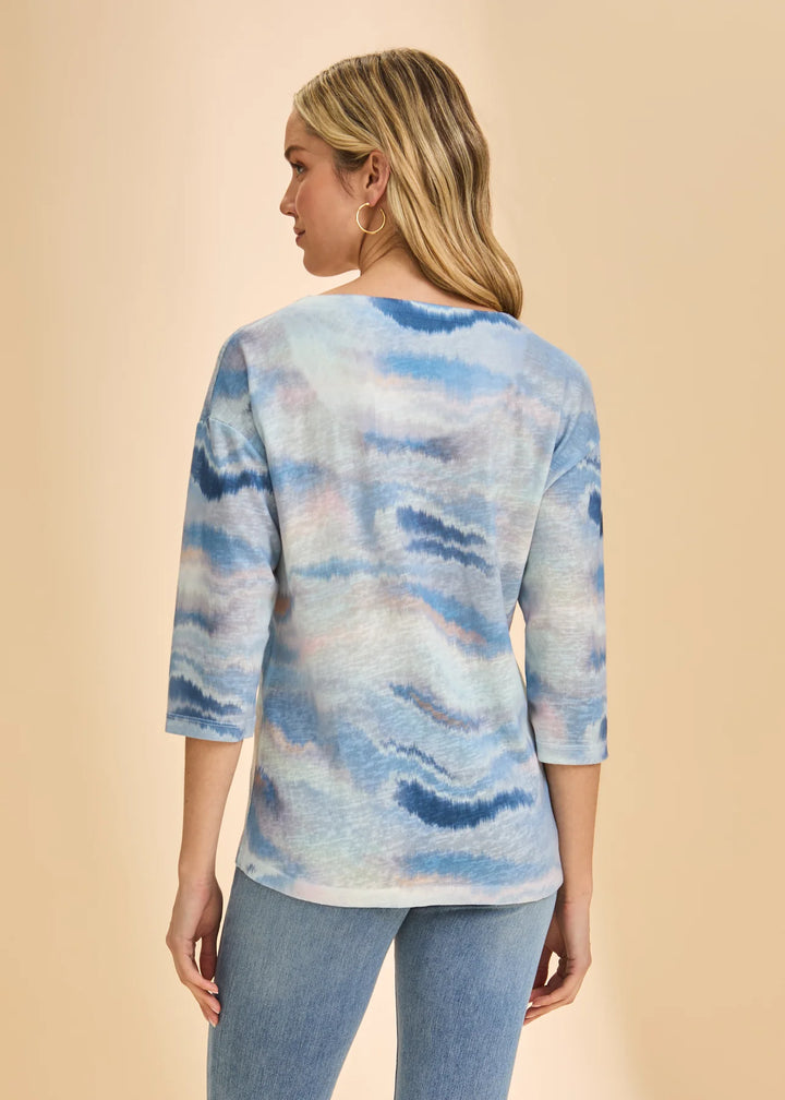 Drop Shoulder Notch Neck Top