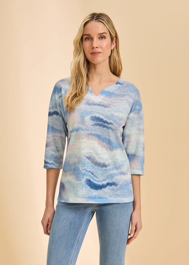 Drop Shoulder Notch Neck Top