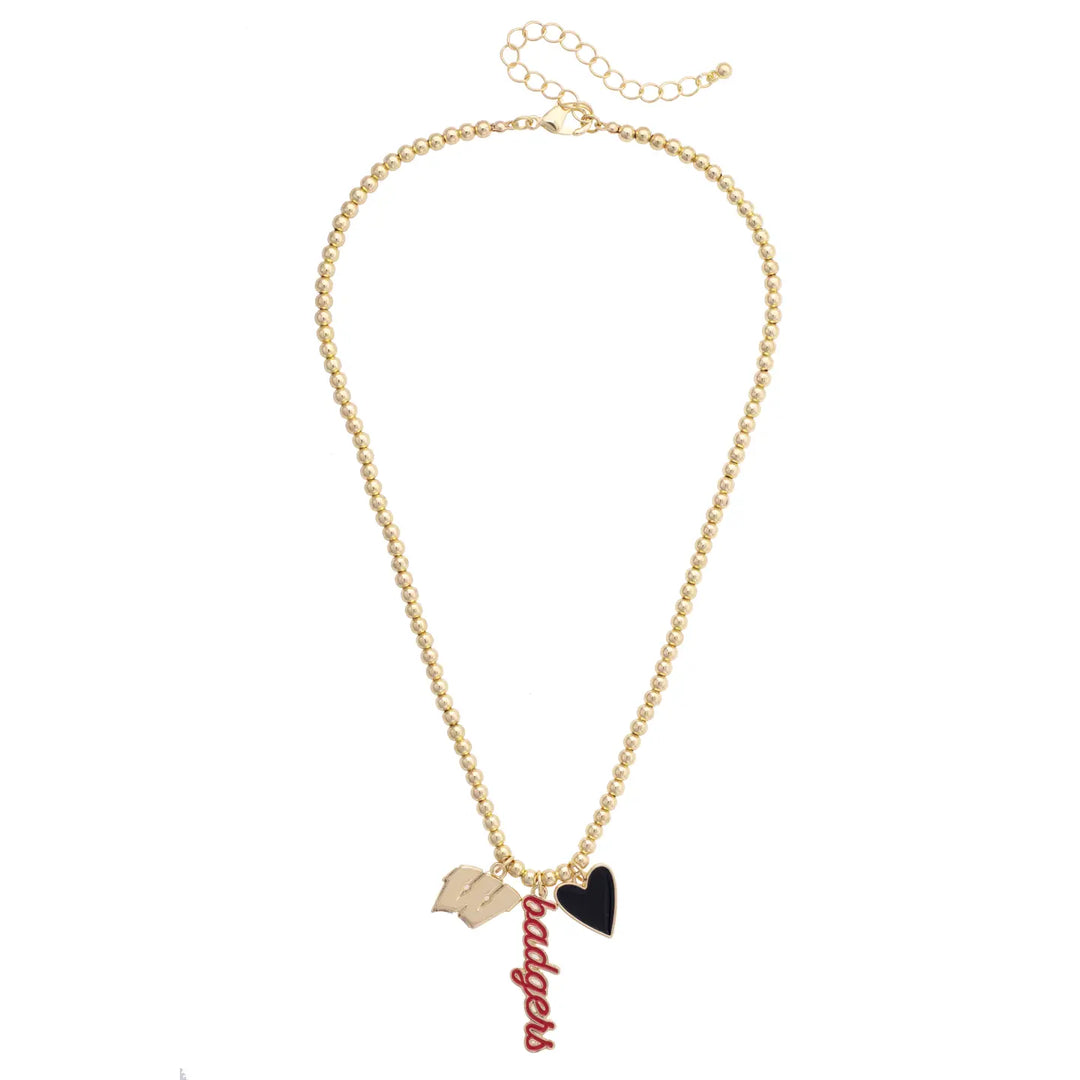 WI Badgers Charm Necklace