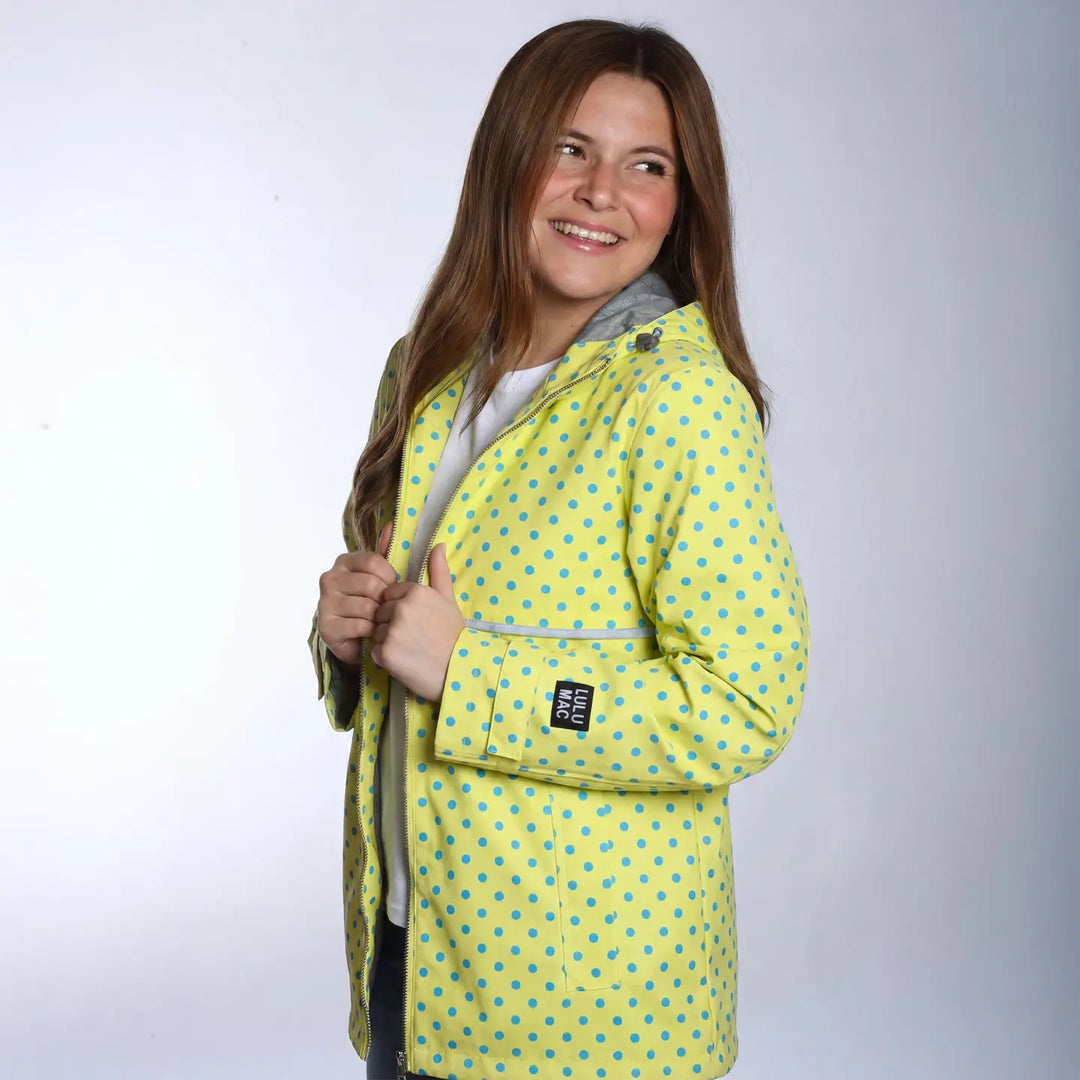 Yellow/Blue Polka Dot Lulu Mac Rain Coat