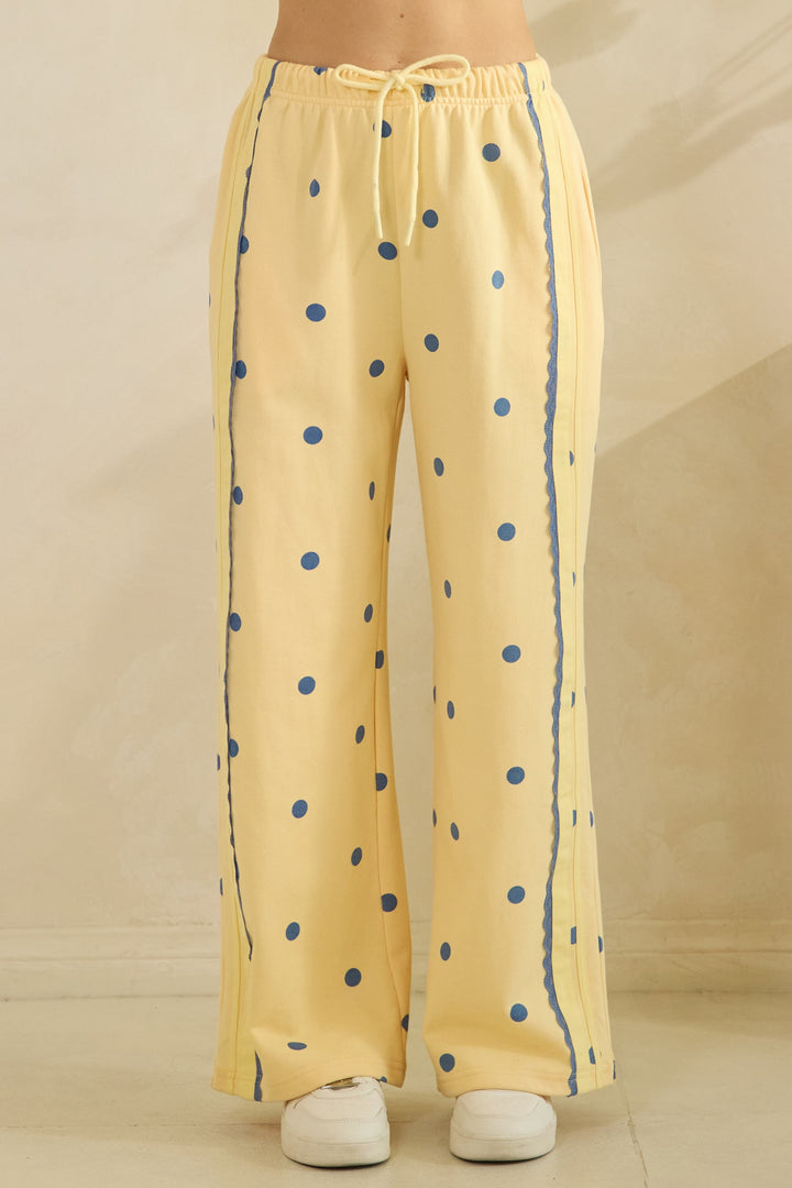 Boho Yellow/Blue Polka Dot Sweatpants