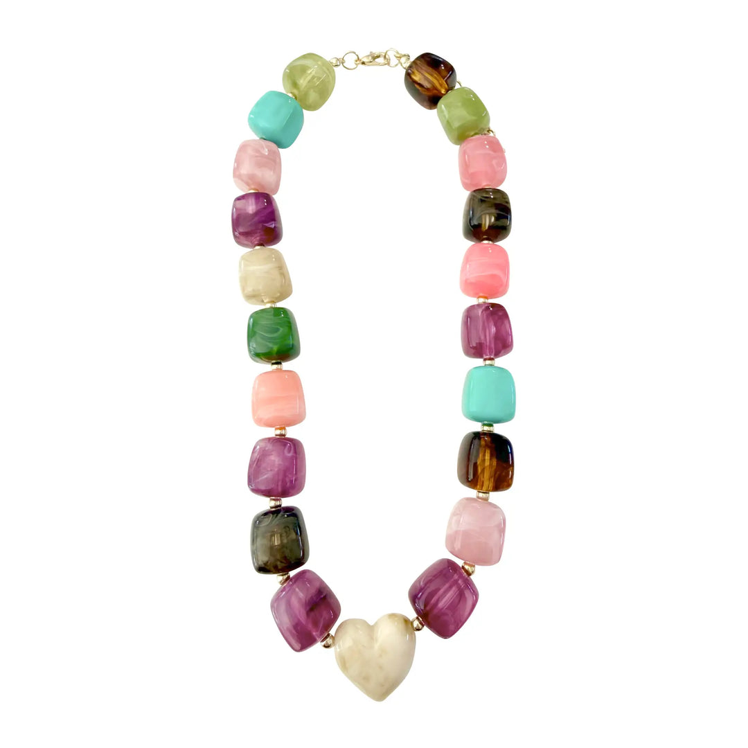 Jordan Chunky Heart Necklace Multi