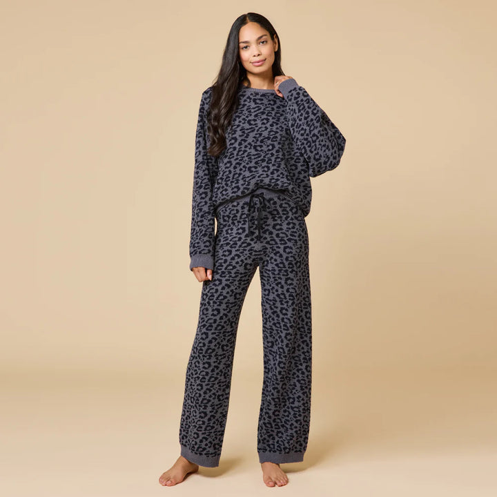 Marshmallow Leopard Crew Neck Lounge Set