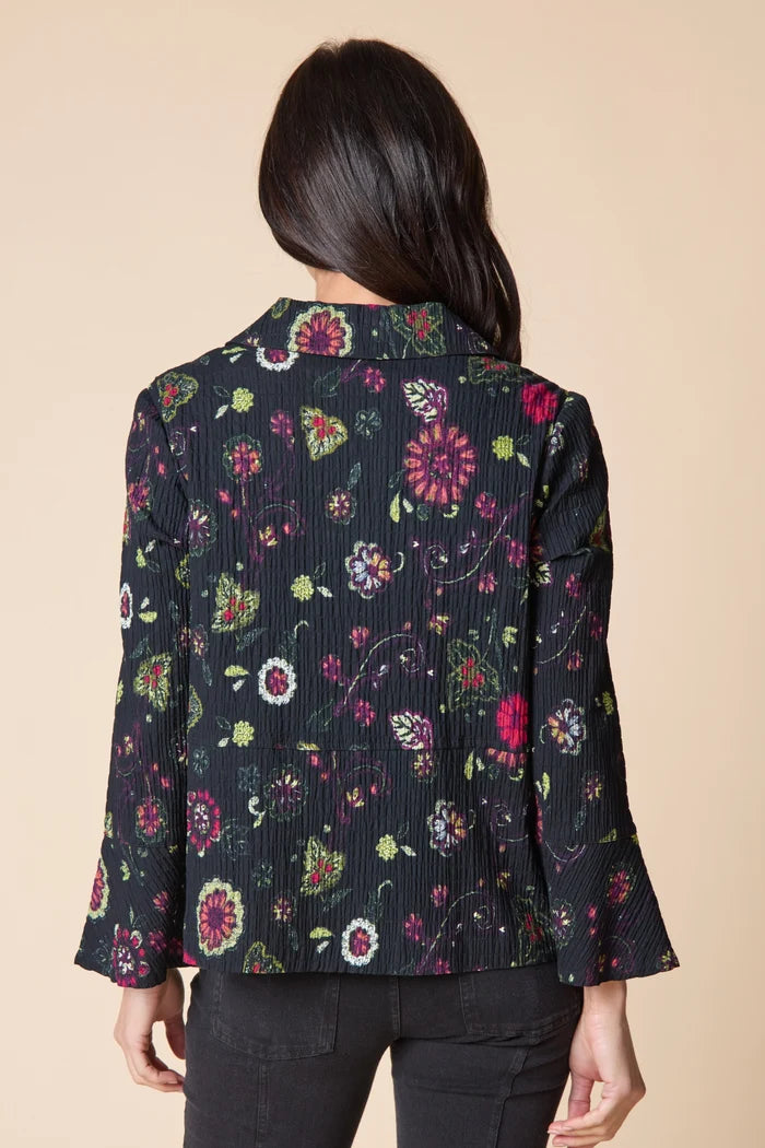 Boho Floral Crinkle Cotton Flounce Jacket
