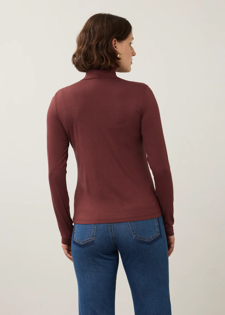 Fig Mock Neck Long Sleeve Top