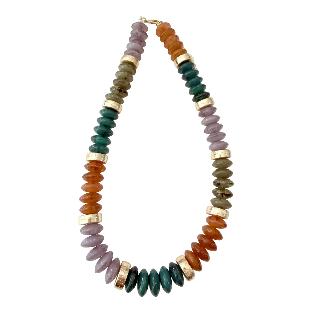 Calloway Beaded Disc Necklace Forest