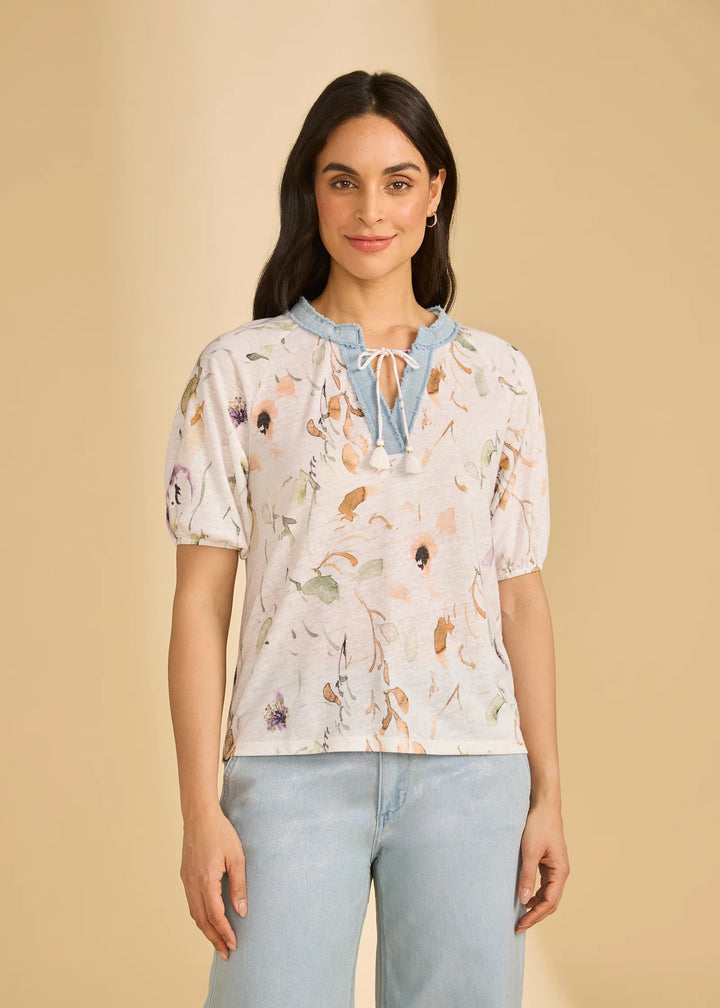 3/4 Sleeve Embellished Top, Delicate