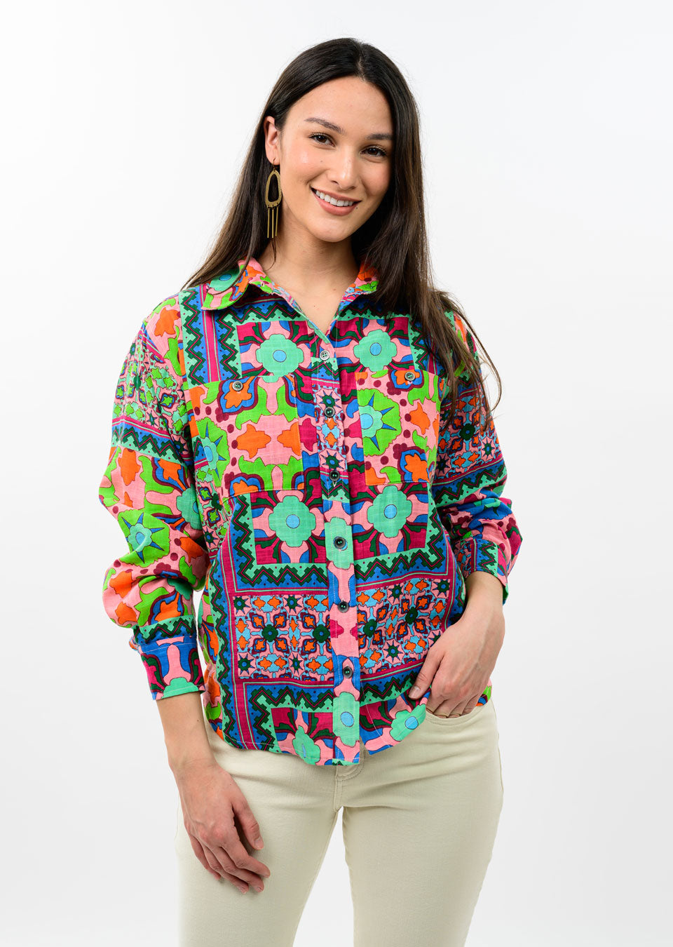 Patch Print Camp Shirt