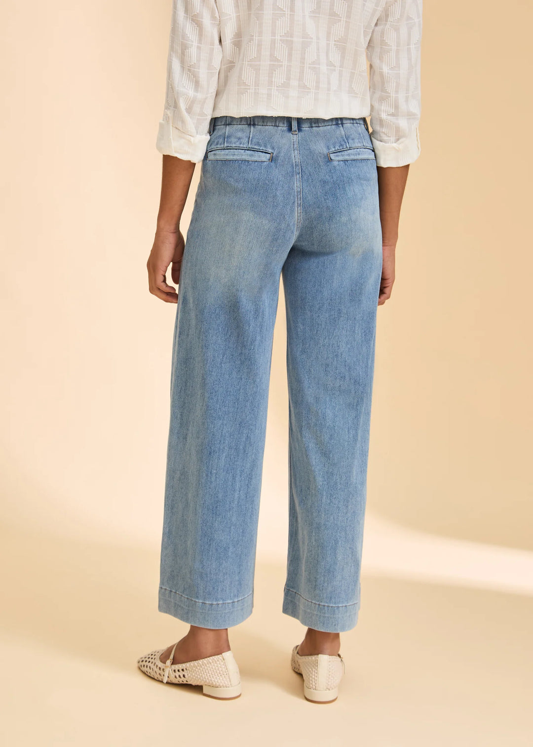 Light Denim Pull On Wide Crop